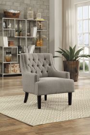 Modern Traditional Accent Chair Button Tufted Taupe Fabric Upholstery Solid Wood 1pc Living Room Furniture Modern Traditional Accent Chair Button Tufted Taupe Fabric Upholstery Solid Wood 1pc Living Room Furniture